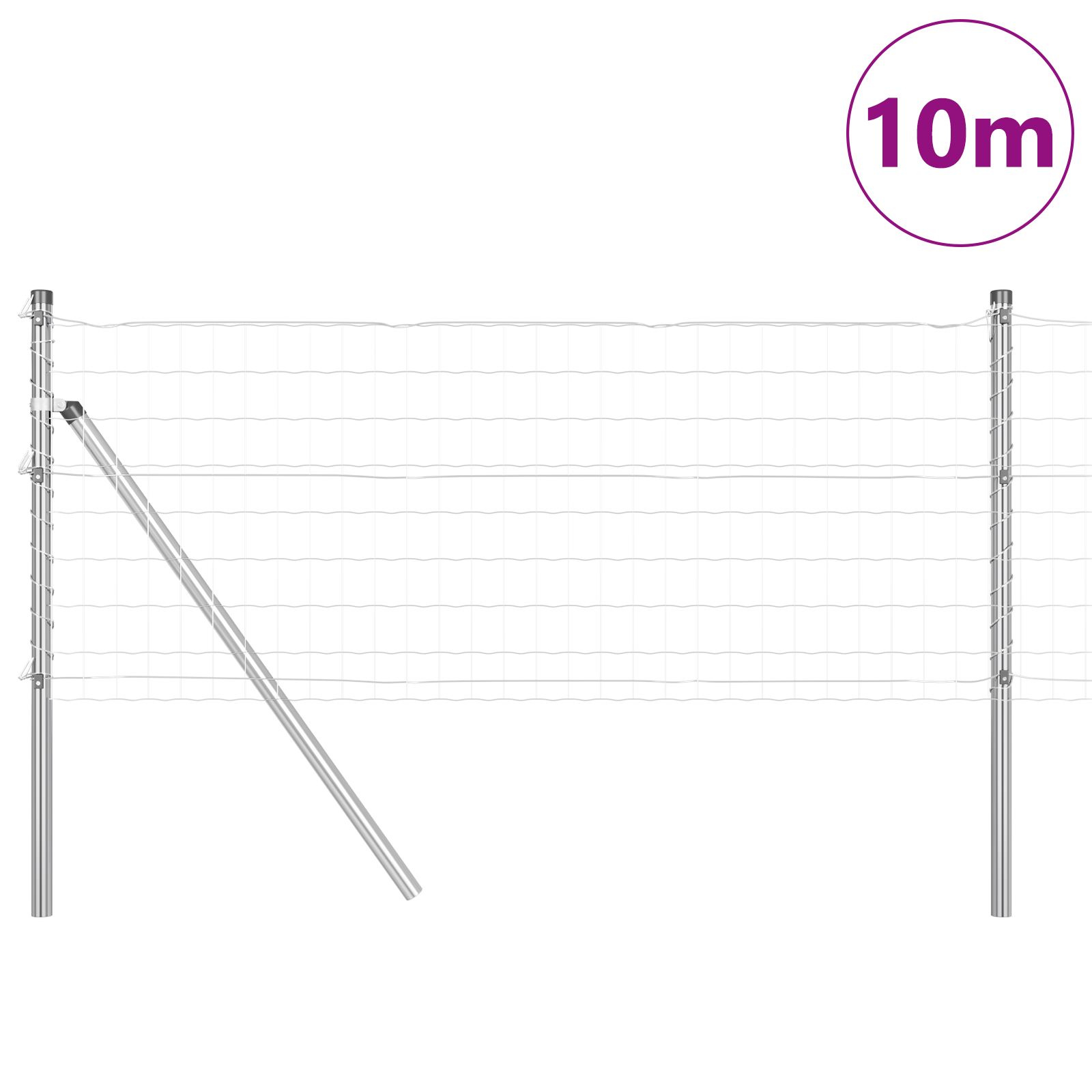 Gjerde med innlegg. sølv 0.8 x 10 m Stål
