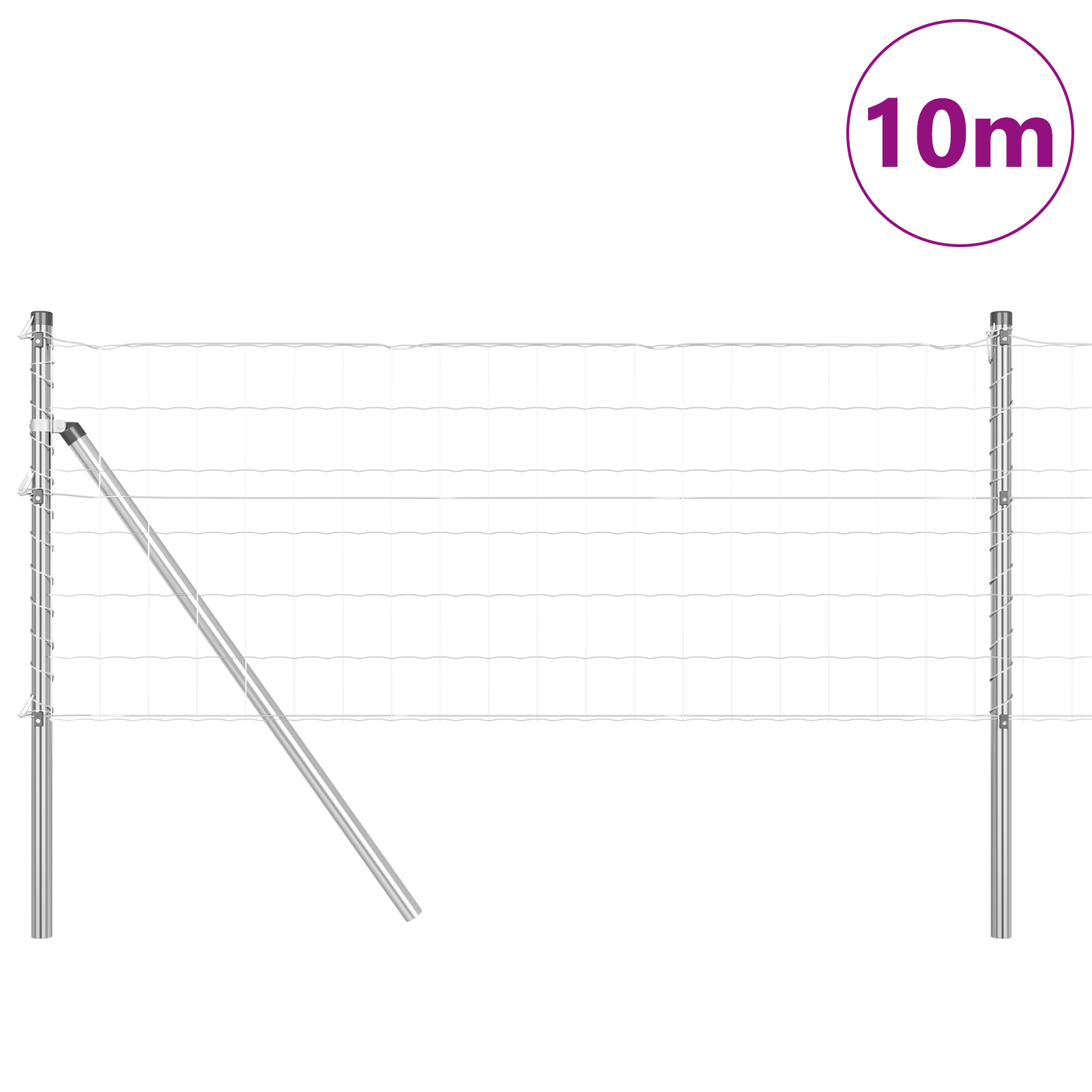 Gjerde med innlegg. sølv 0.8 x 10 m Stål