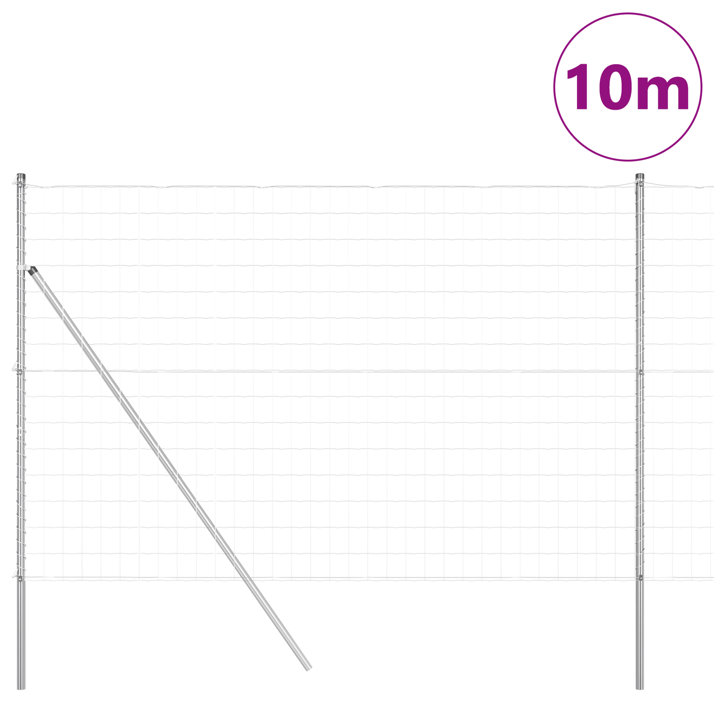 Gjerde med stolpe sølv 1,6 x 10 m Stål og PVC