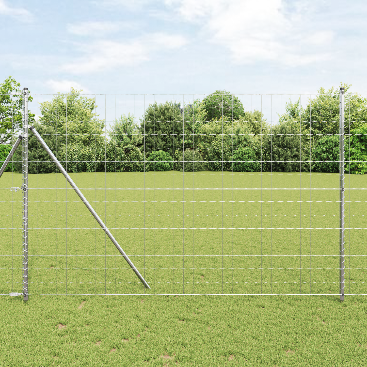 Gjerde med stolpe sølv 1,6 x 10 m Stål og PVC