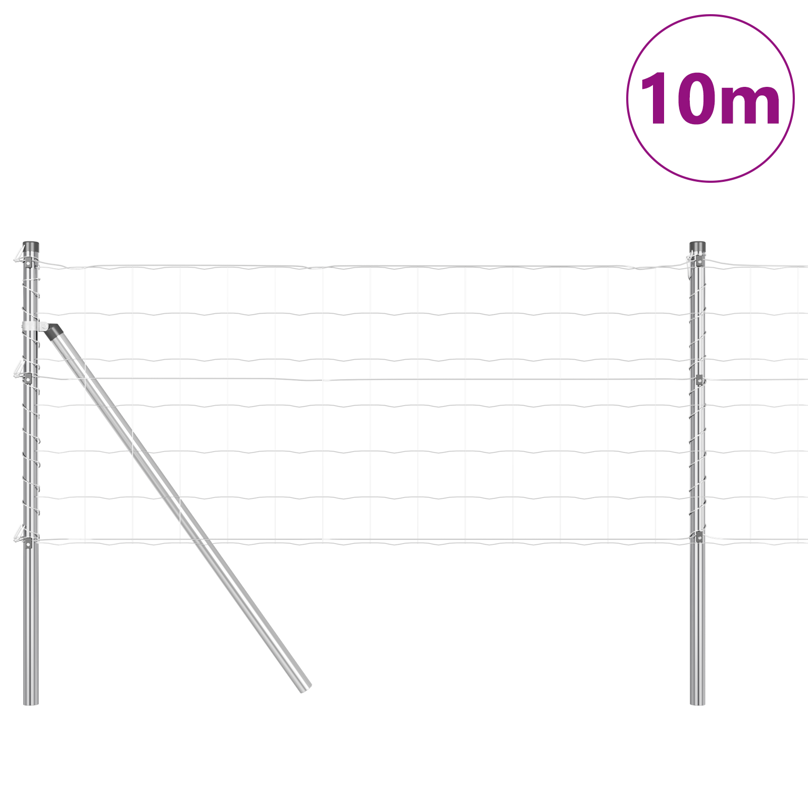 Gjerde med innlegg. sølv 0.8 x 10 m Stål