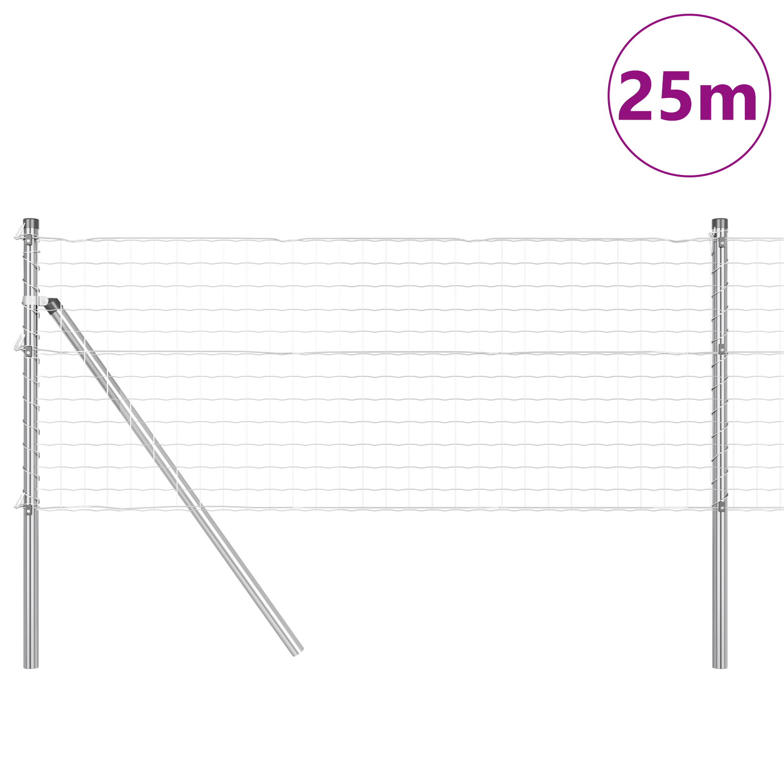 Gjerde med innlegg. sølv 0.8 x 25 m Stål