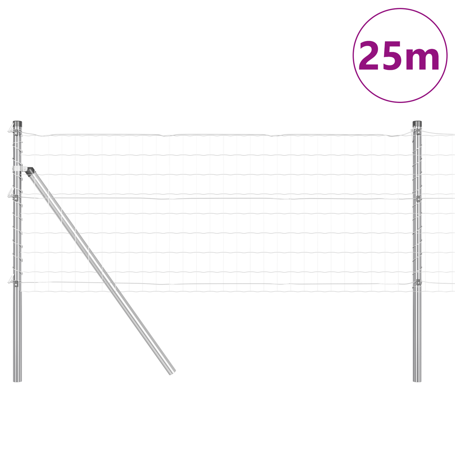 Gjerde med stolpe sølv 0,8 x 25 m Stål og PVC
