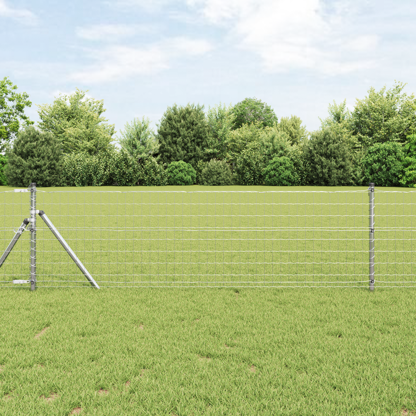 Gjerde med stolpe sølv 0,8 x 25 m Stål og PVC