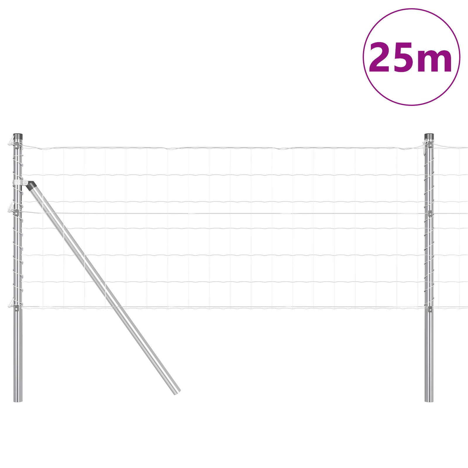 Gjerde med innlegg. sølv 0.8 x 25 m Stål