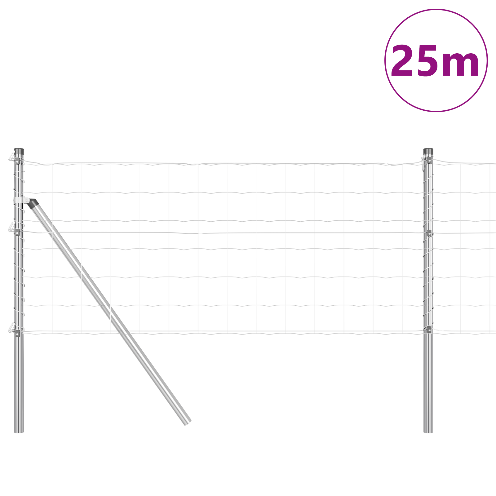 Gjerde med innlegg. sølv 0.8 x 25 m Stål