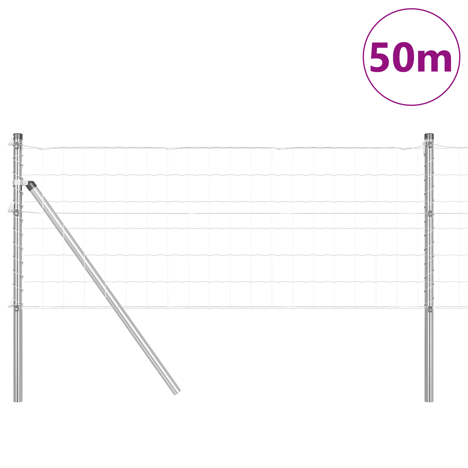Gjerde med innlegg. sølv 0.6 x 50 m Stål