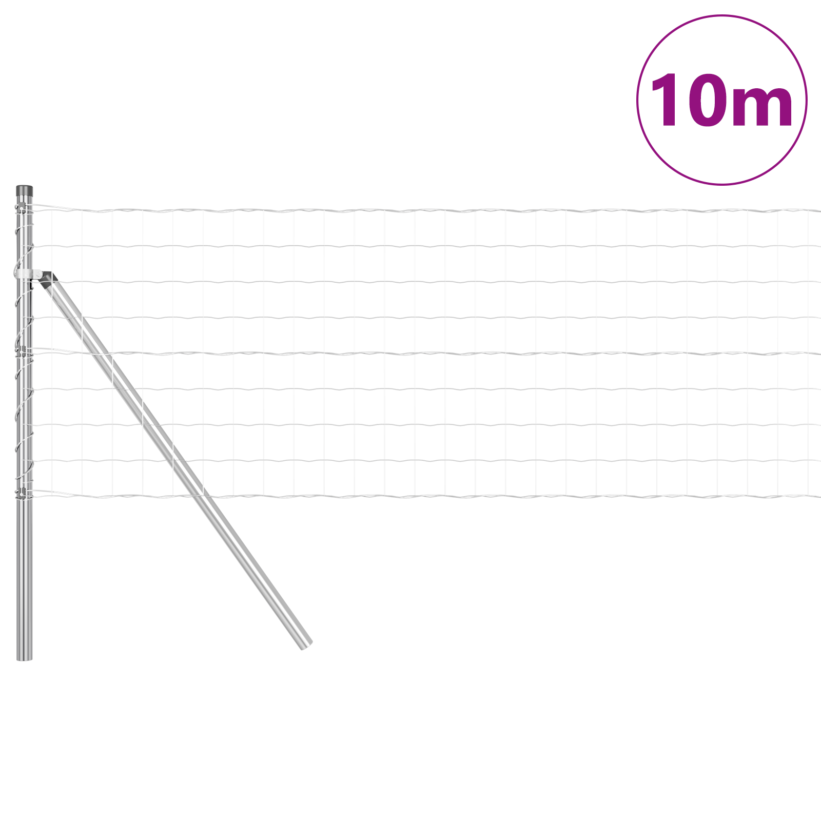 Gjerde med innlegg. sølv 0.8 x 10 m Stål