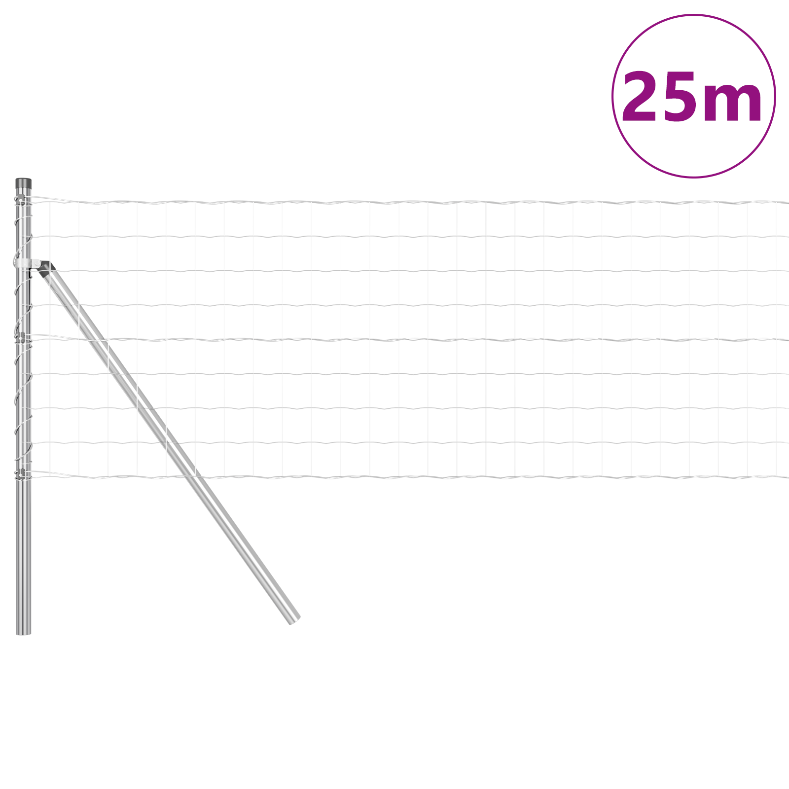 Gjerde med innlegg. sølv 0.8 x 25 m Stål