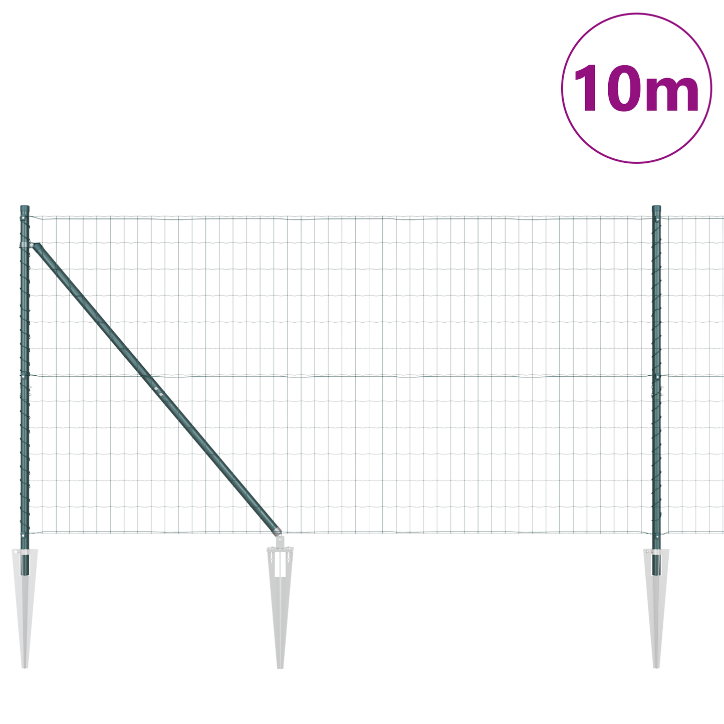 Euro-gjerde med pigger 10 x 1,2 m PVC-belagt stål Grønn Mesh