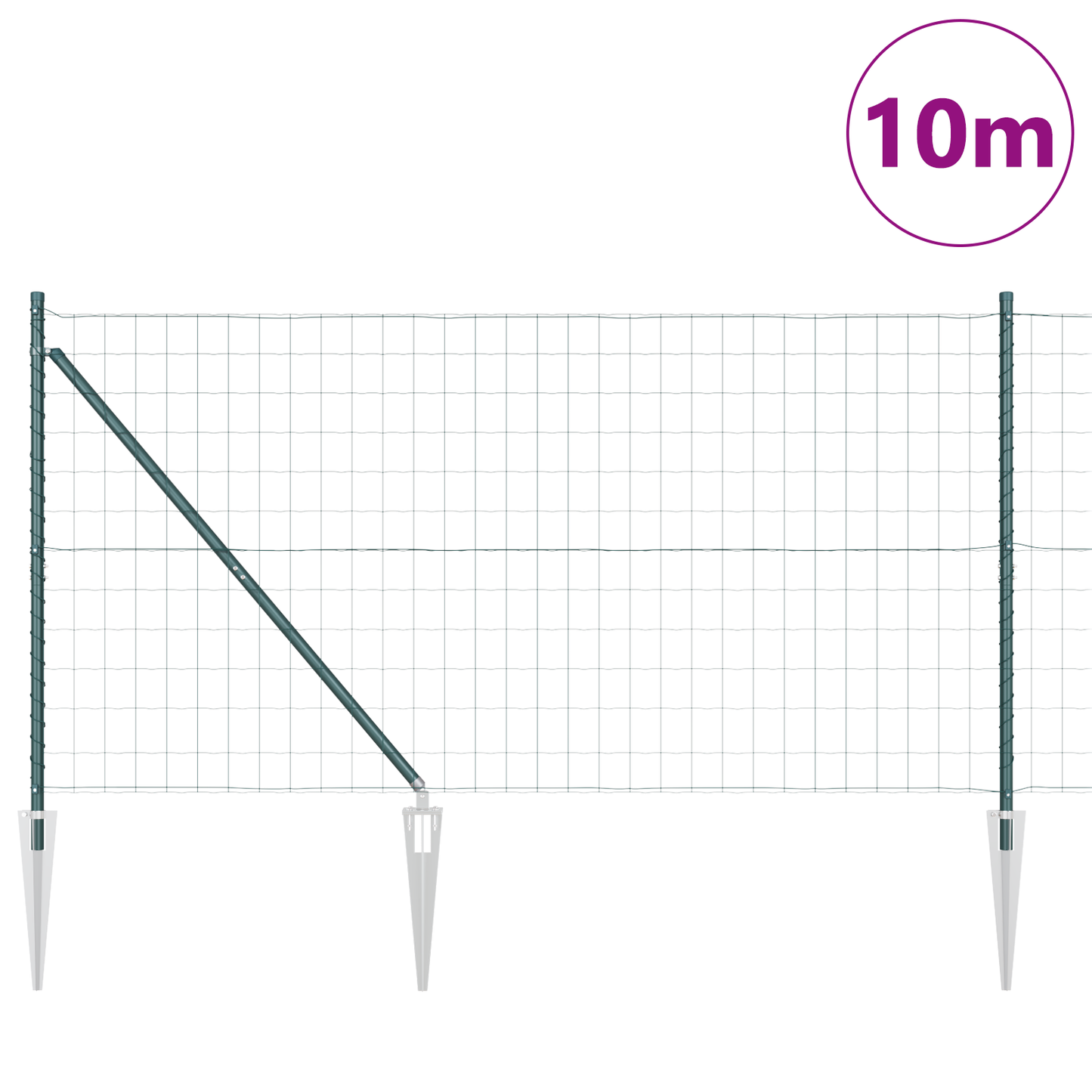 Gjerde med stolpe grønn 1,4 x 10 m Stål og PVC