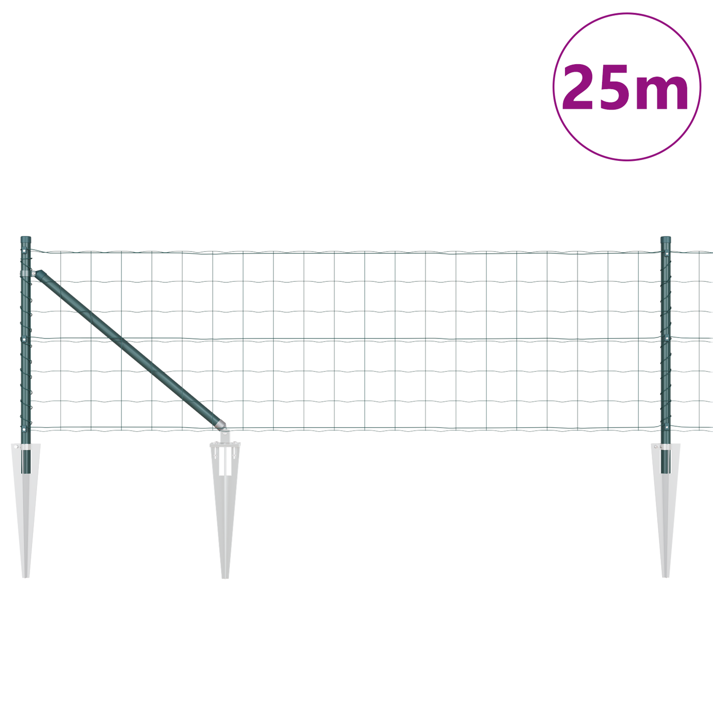 Euro-gjerde med pigger 25 x 0,6 m PVC-belagt stål Grønn Mesh