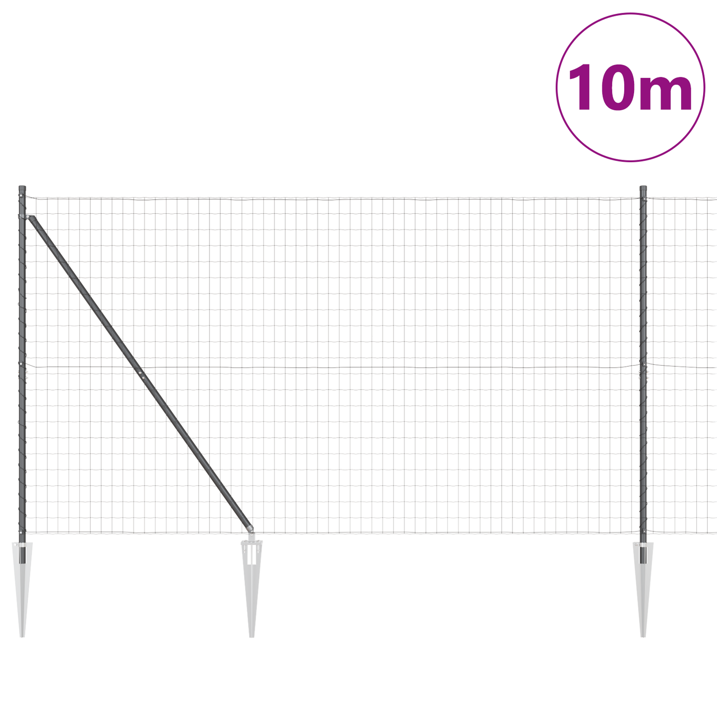 Euro-gjerde med pigger 10 x 1,5 m PVC-belagt stål Grå Mesh