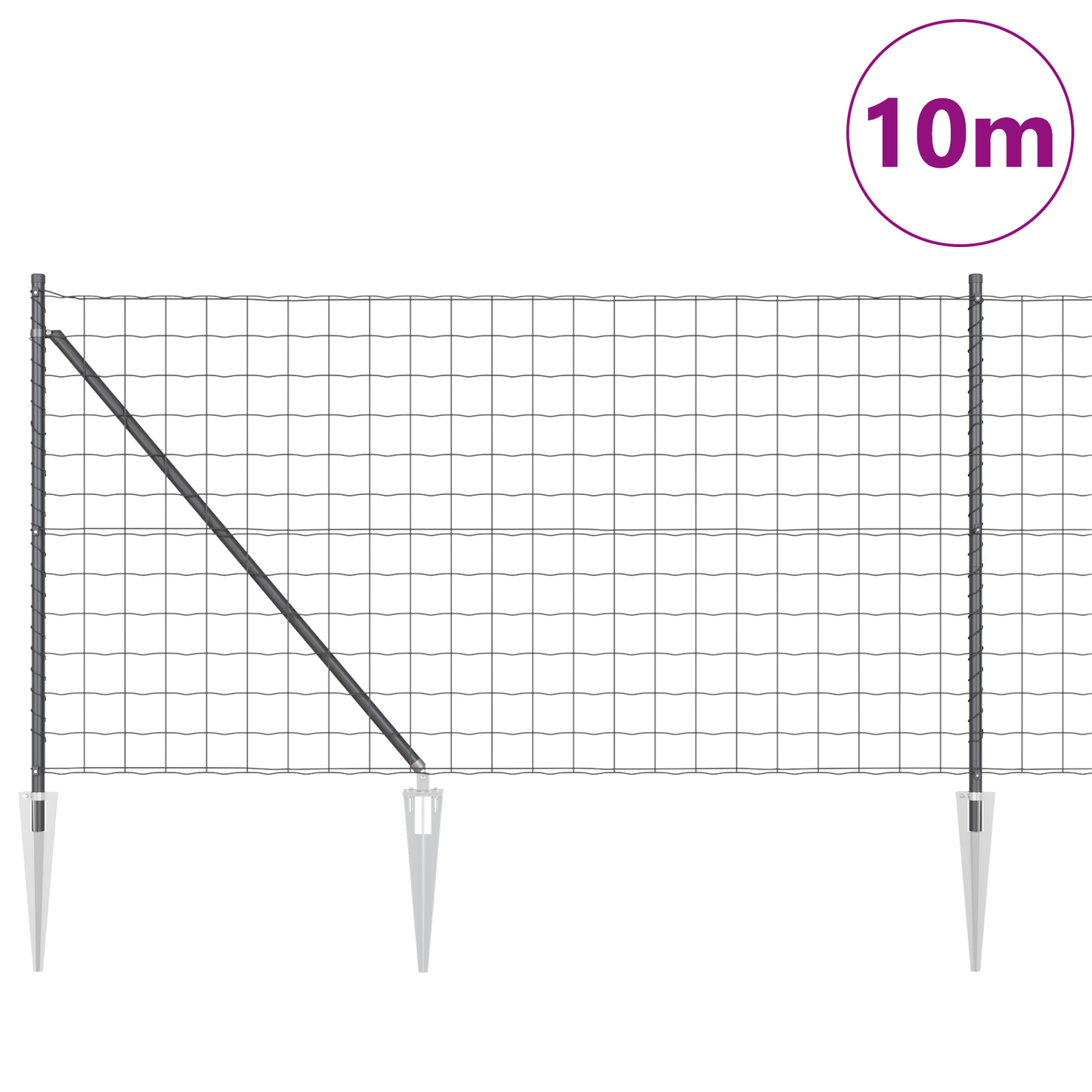Euro-gjerde med pigger 10 x 1 m PVC-belagt stål Grå Mesh