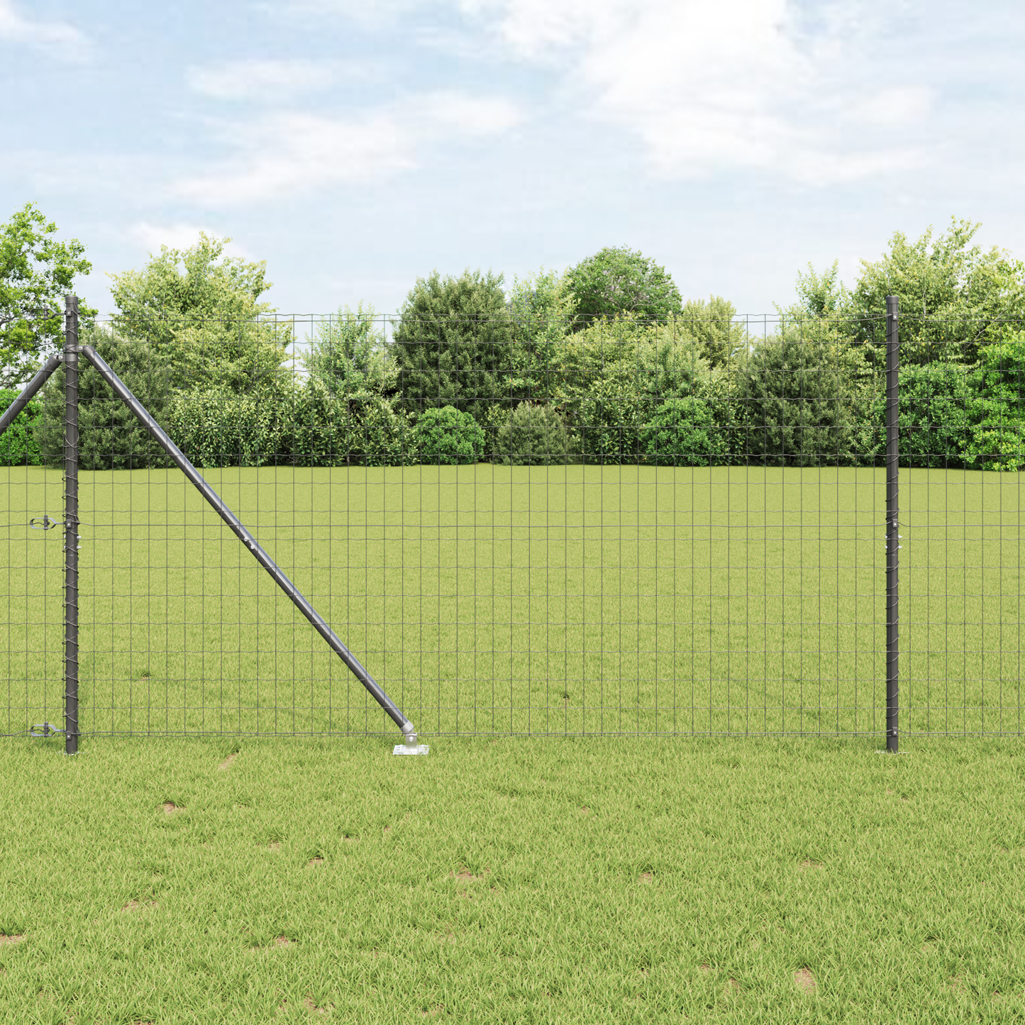 Euro-gjerde med pigger 25 x 1,2 m PVC-belagt stål Grå Mesh