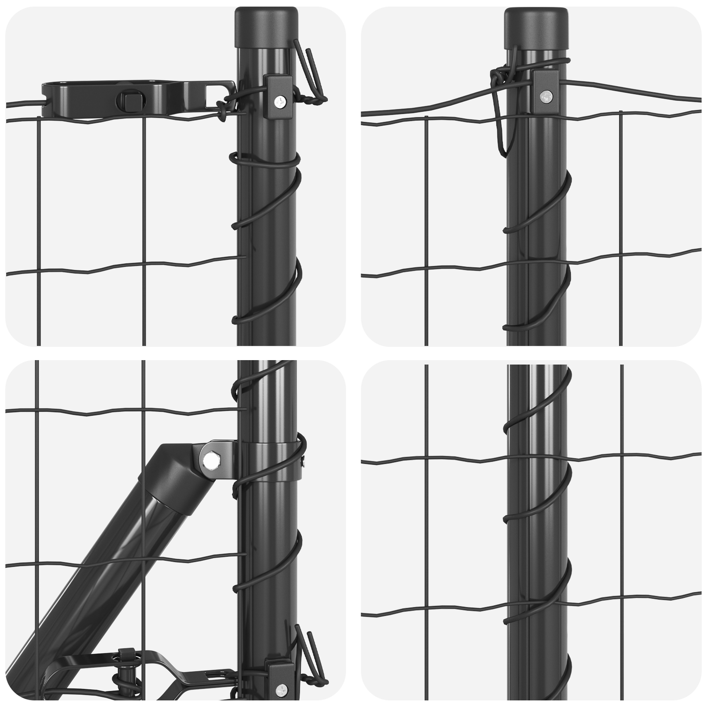 Gjerde med stolpe Grå 0,6 x 50 m Stål og PVC