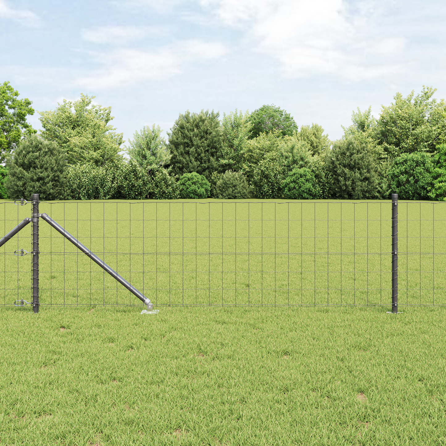 Euro-gjerde med pigger 50 x 0,6 m PVC-belagt stål Grå Mesh