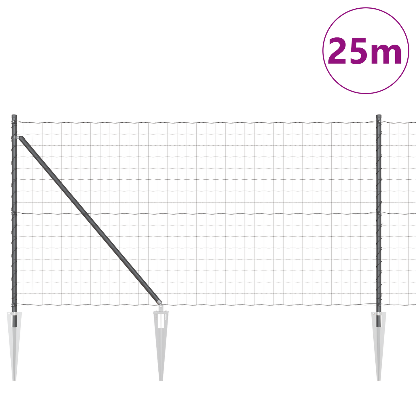 Euro-gjerde med pigger 25 x 1 m PVC-belagt stål Grå Mesh