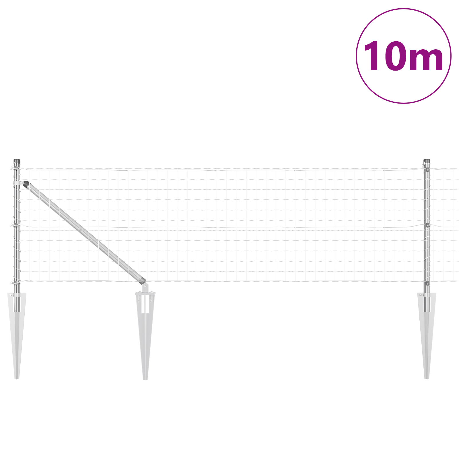 Gjerde med innlegg. sølv 0.8 x 10 m Stål