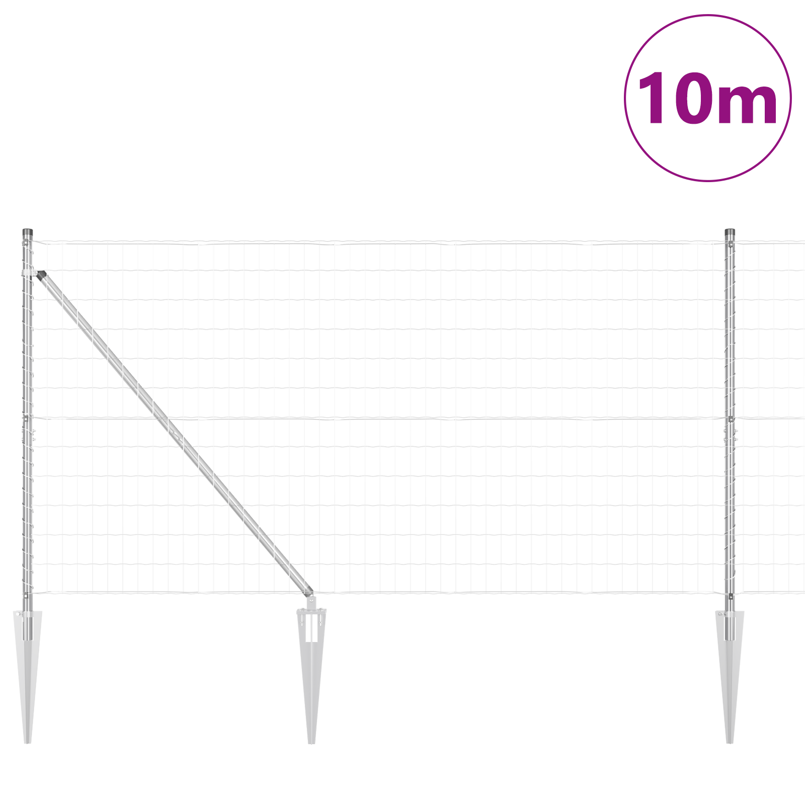 Gjerde med innlegg. sølv 1.2 x 10 m Stål