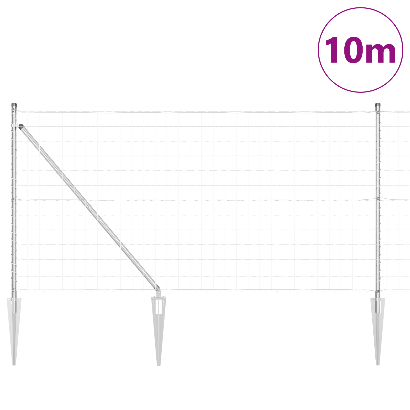 Gjerde med innlegg. sølv 1 x 10 m Stål