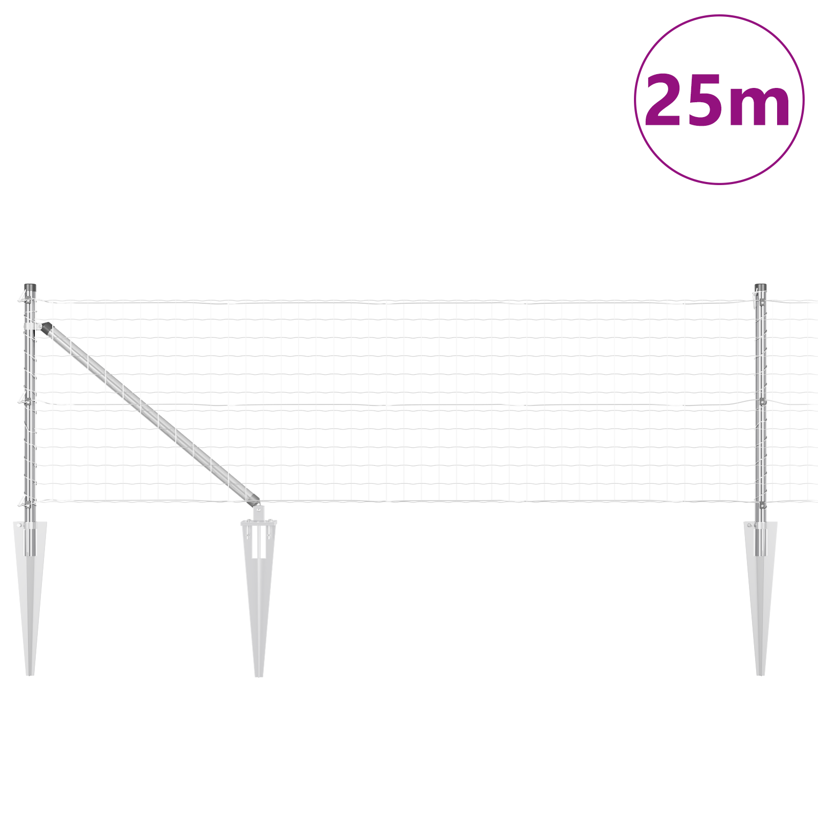 Gjerde med innlegg. sølv 0.8 x 25 m Stål