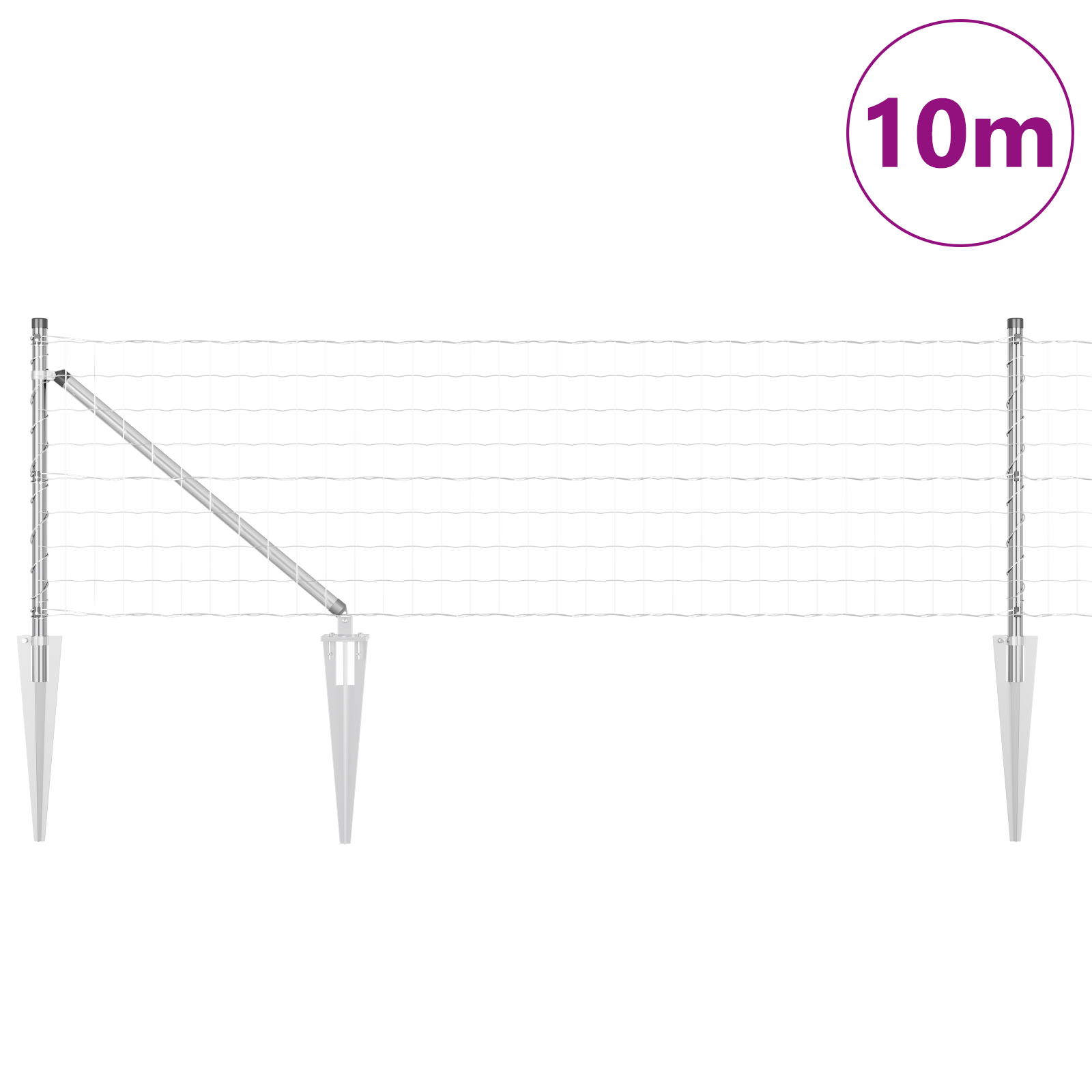 Gjerde med innlegg. sølv 0.8 x 10 m Stål