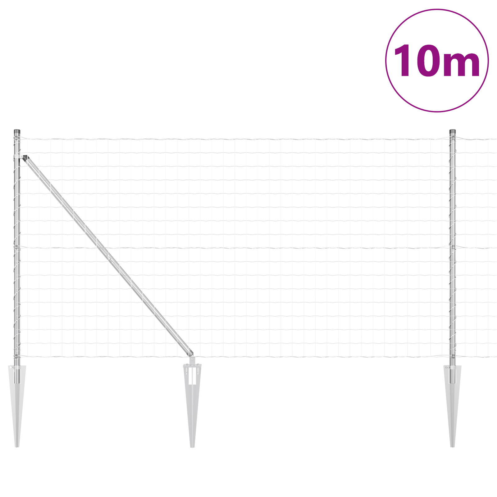Gjerde med innlegg. sølv 1 x 10 m Stål