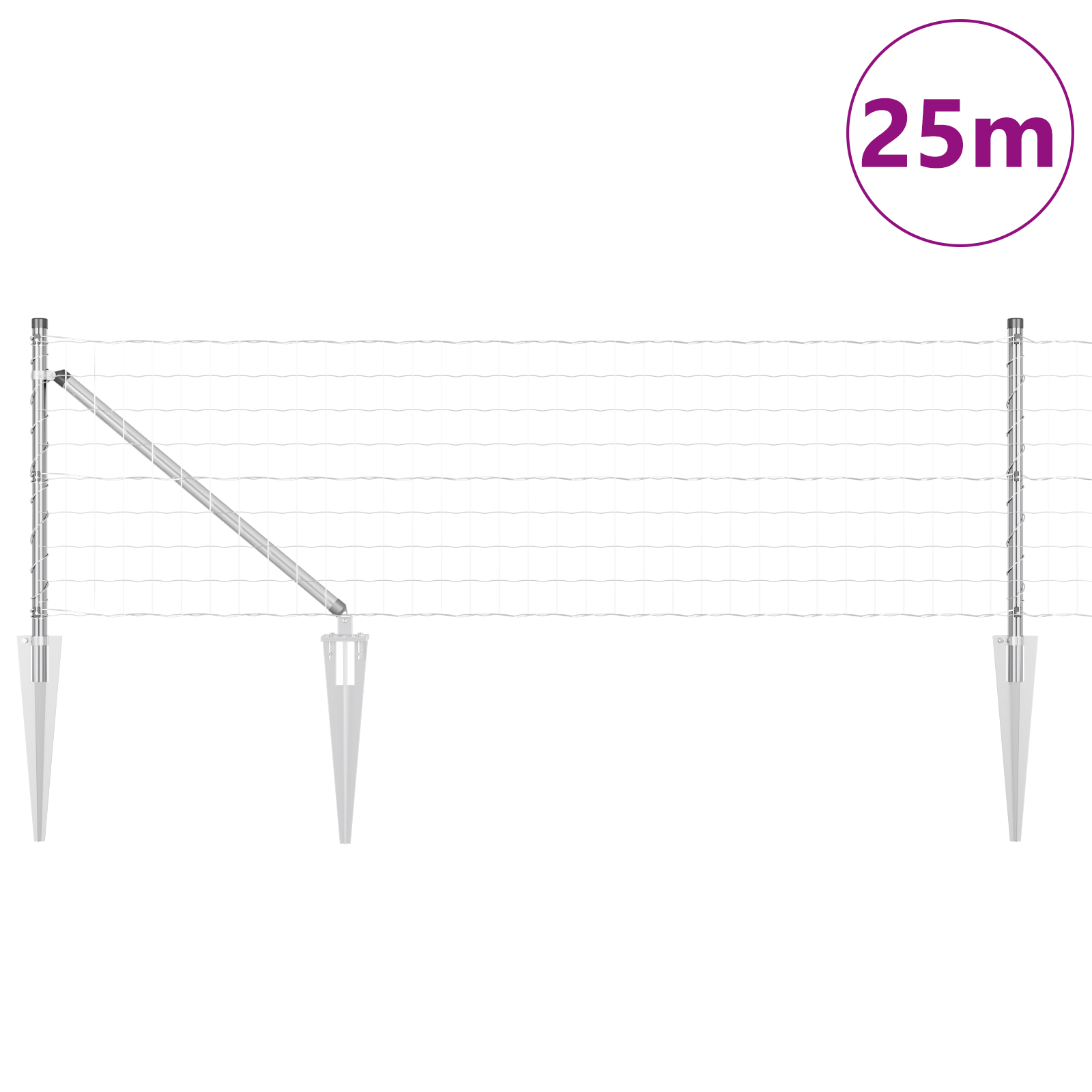 Gjerde med innlegg. sølv 0.8 x 25 m Stål