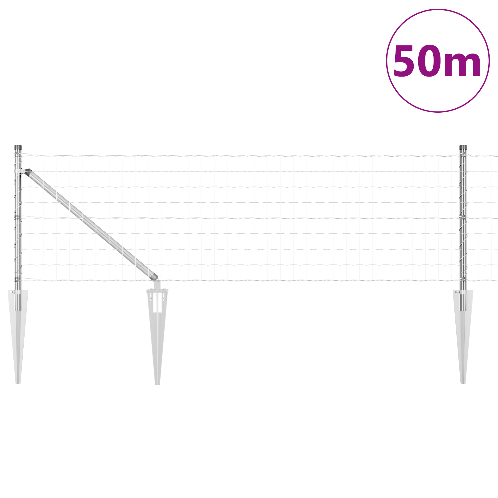 Gjerde med innlegg. sølv 0.6 x 50 m Stål