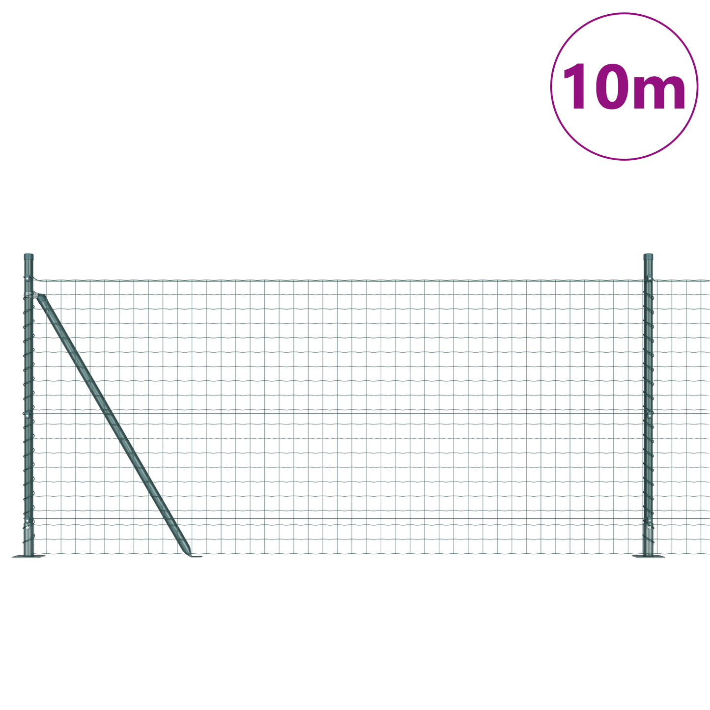 Gjerde med stolpe grønn 1 x 10 m Stål og PVC