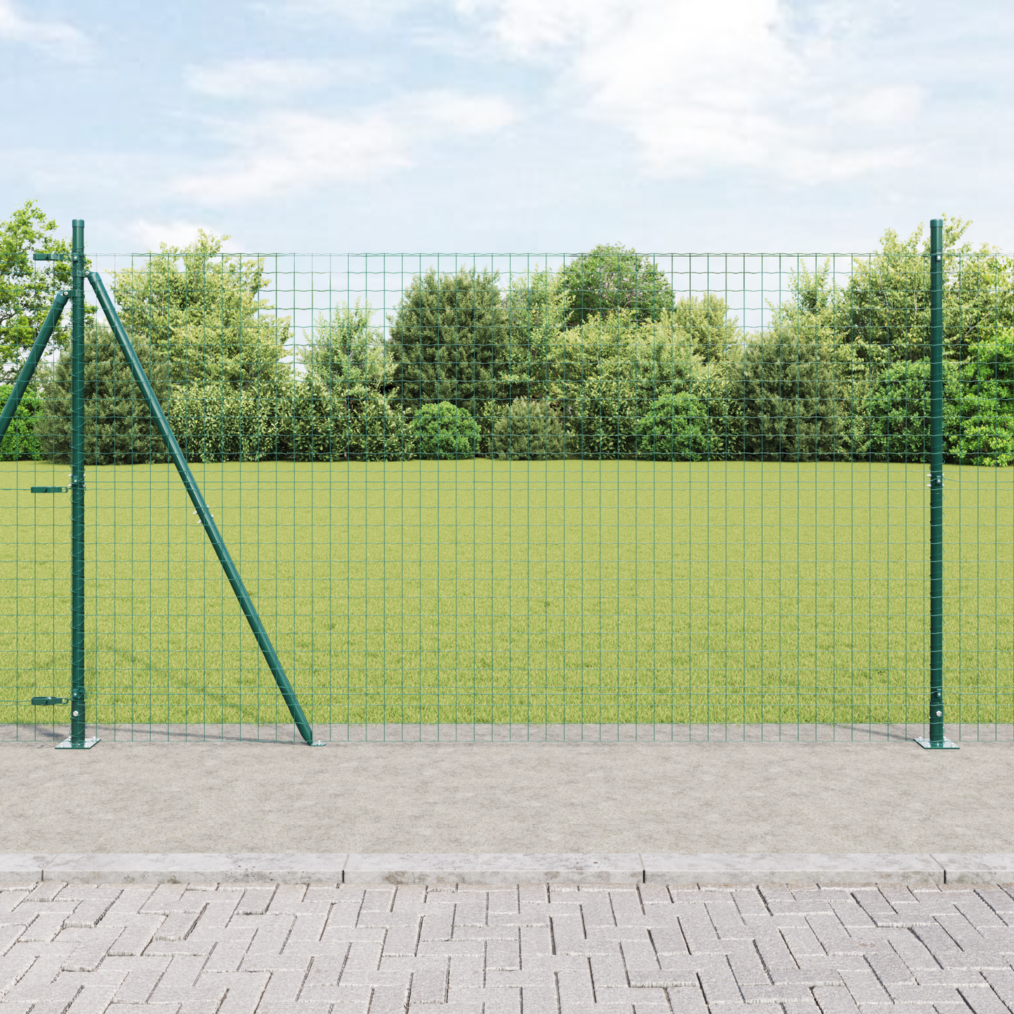Eurogjerde med betongfundament 10 x 1,6 m PVC-belagt stål Grønn