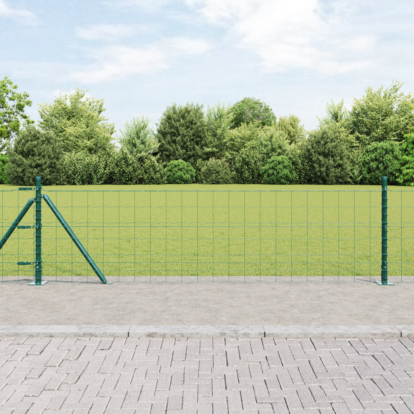 Eurogjerde med betongfundament 25 x 0,4 m PVC-belagt stål Grønn