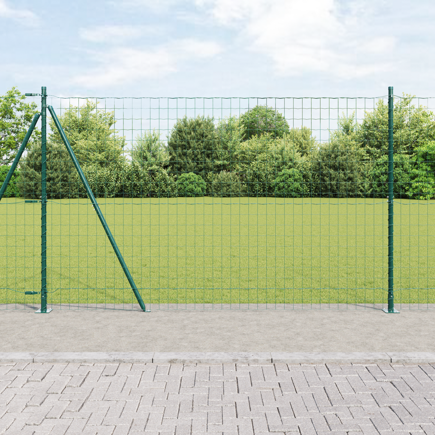 Eurogjerde med betongfundament 10 x 1,6 m PVC-belagt stål Grønn