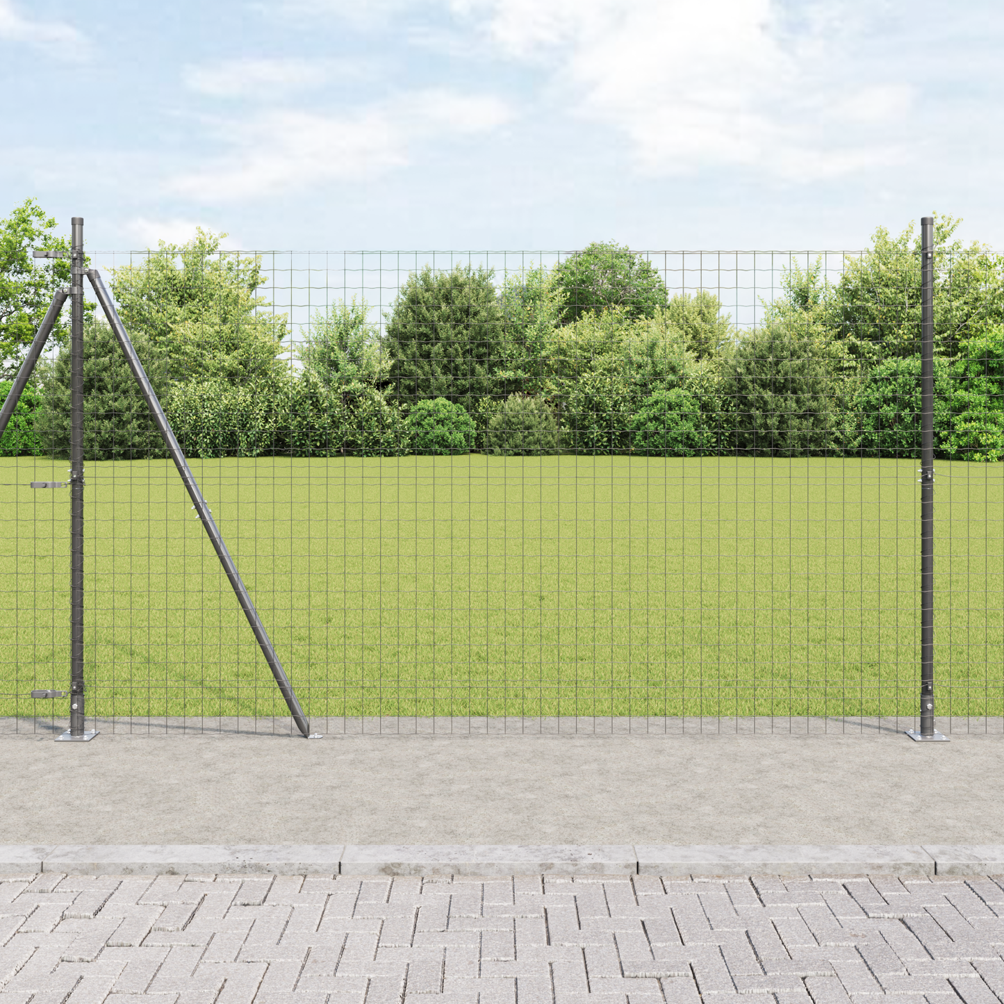 Eurogjerde med betongfundament 10 x 1,4 m PVC-belagt stål Grå