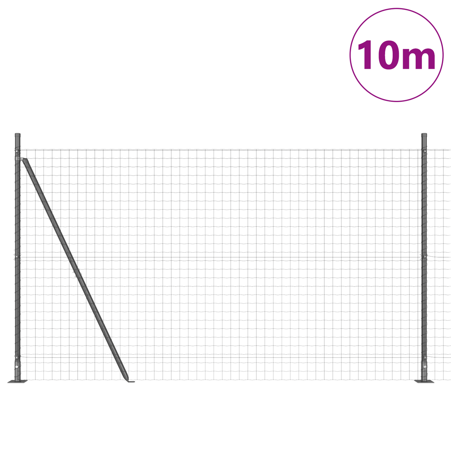 Eurogjerde med betongfundament 10 x 1,5 m PVC-belagt stål Grå