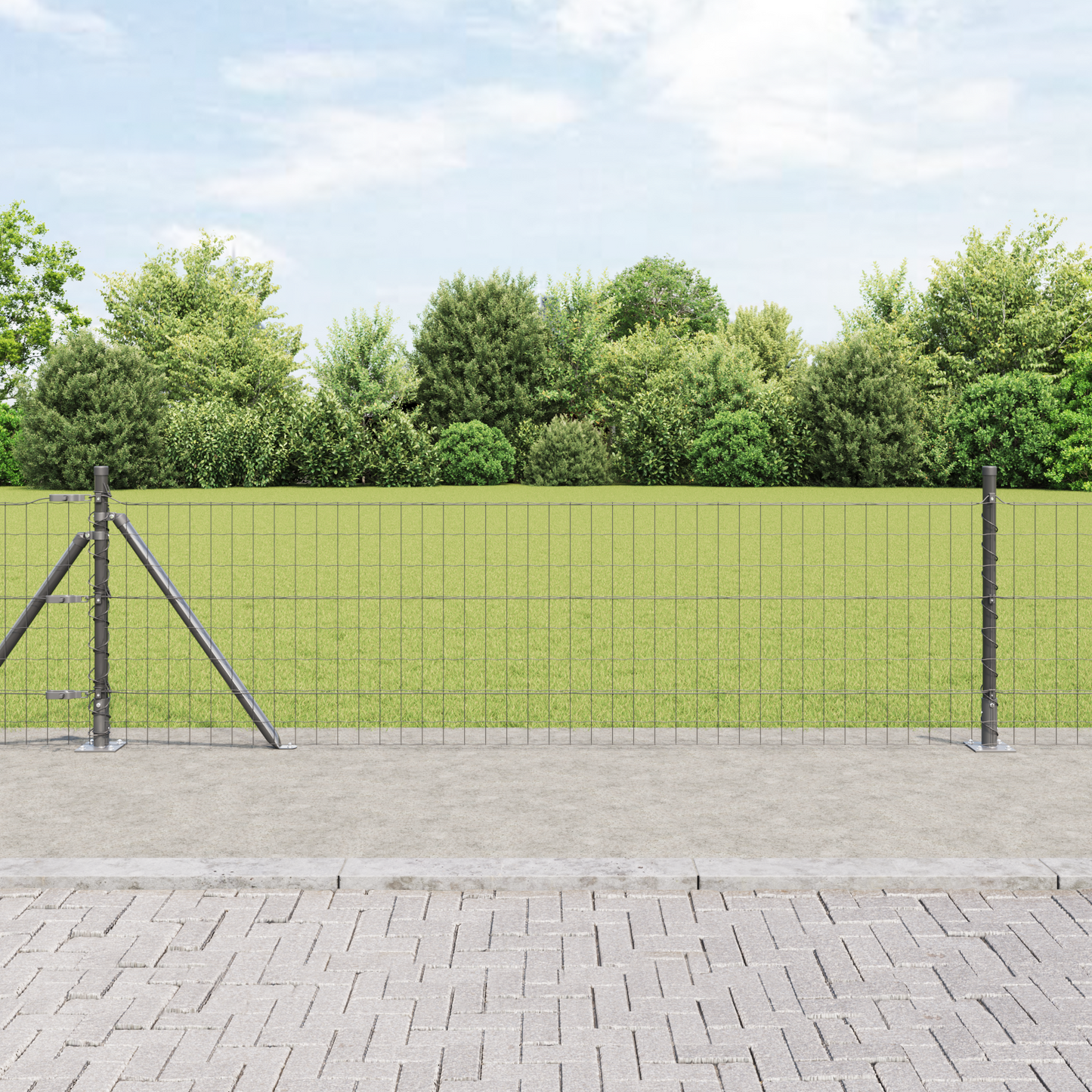 Eurogjerde med betongfundament 10 x 0,4 m PVC-belagt stål Grå
