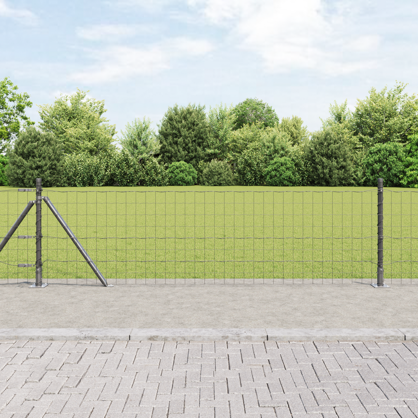 Gjerde med stolpe Grå 0,6 x 25 m Stål og PVC