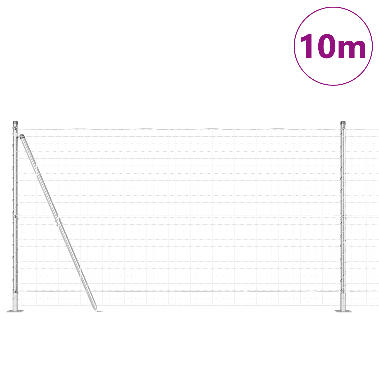 Gjerde med innlegg. sølv 1.2 x 10 m Stål