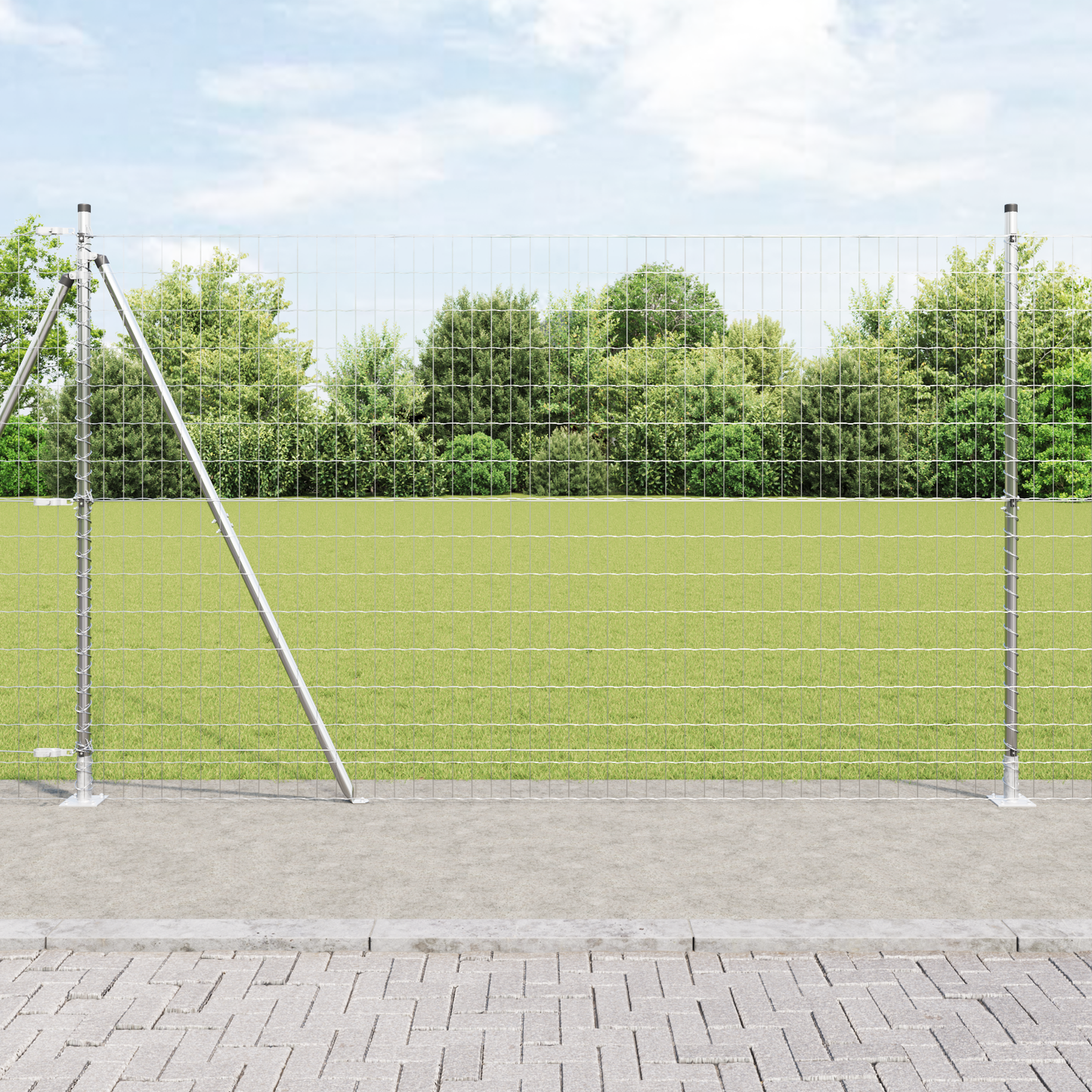 Gjerde med stolpe sølv 1,4 x 10 m Stål