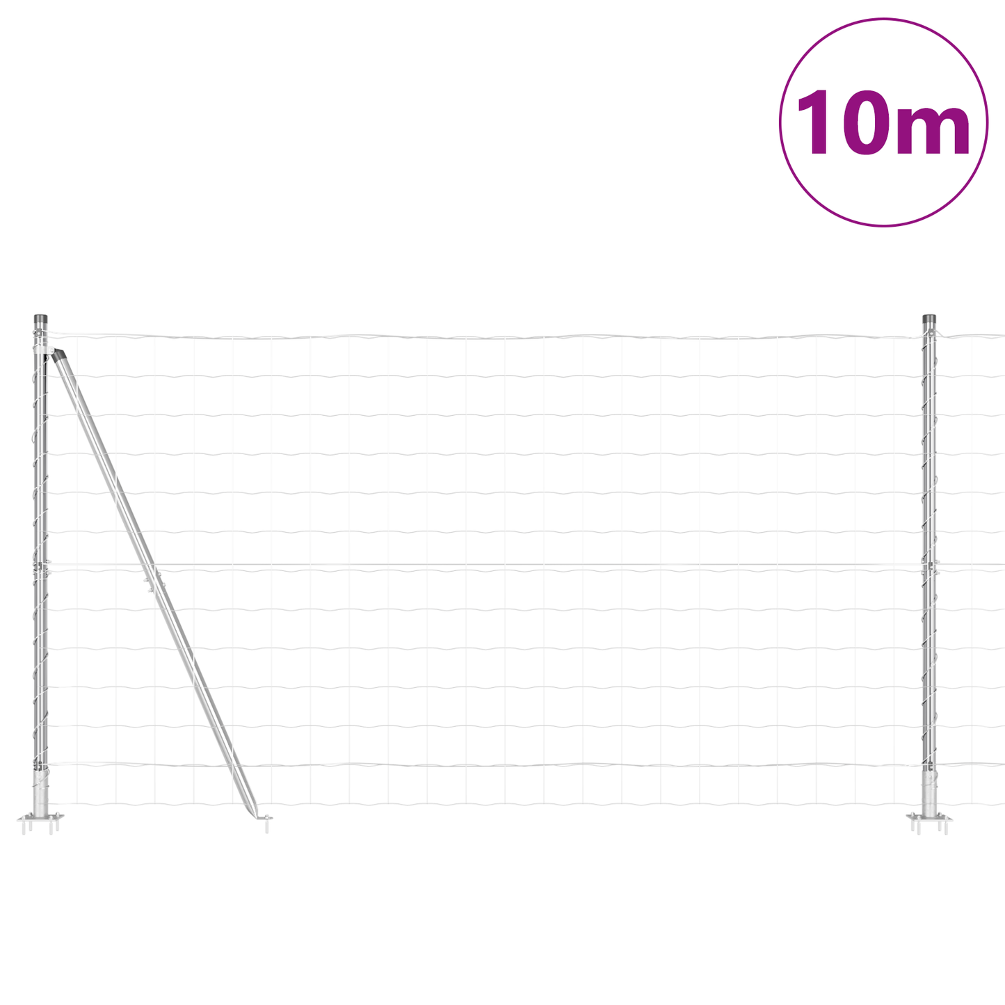 Gjerde med stolpe sølv 1,2 x 10 m Stål