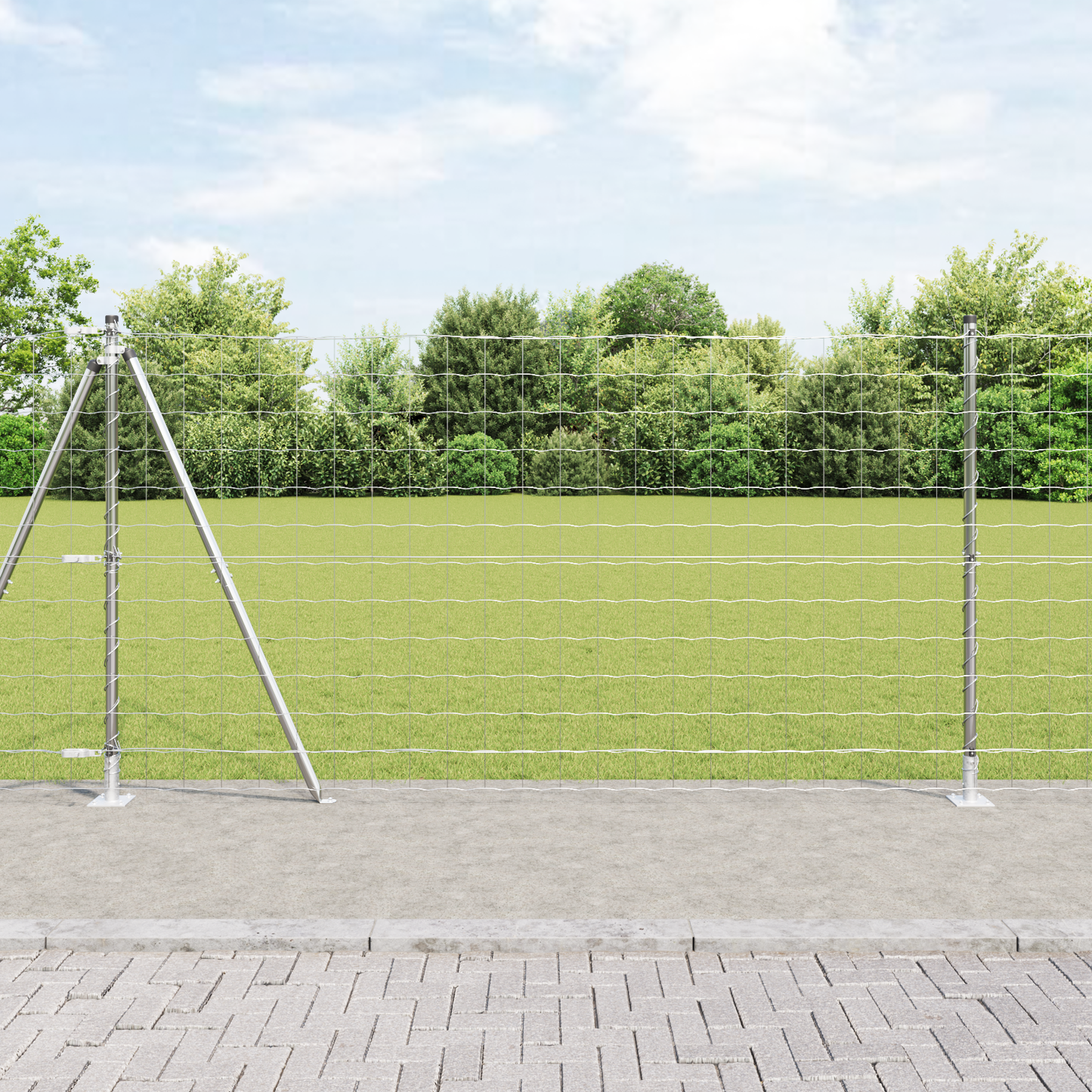 Gjerde med stolpe sølv 1,2 x 10 m Stål