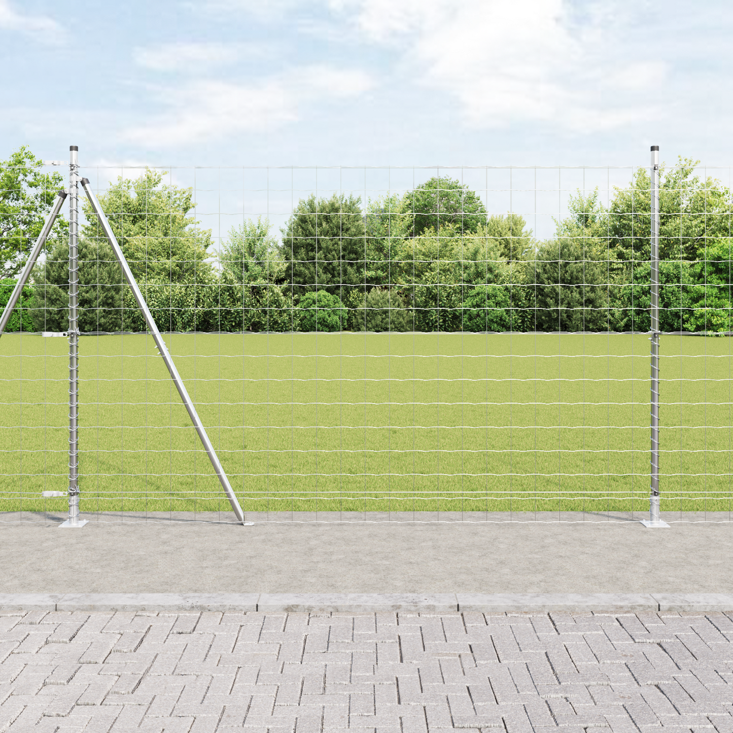 Ute Euro gjerde med betongbunn 10 x 1,6 m Galvanisert stål Sølv