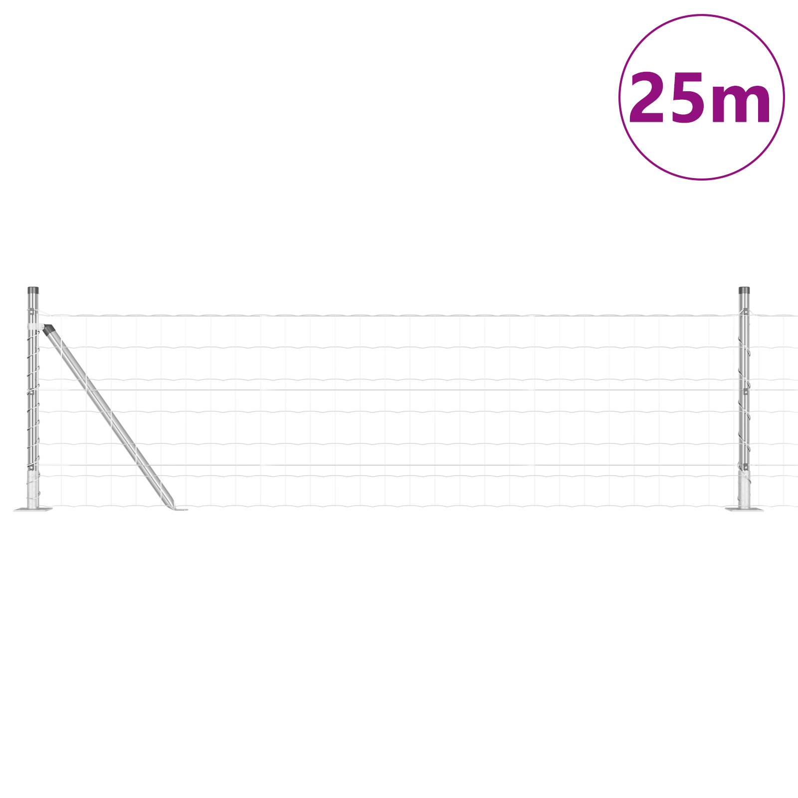 Gjerde med innlegg. sølv 0.6 x 25 m Stål