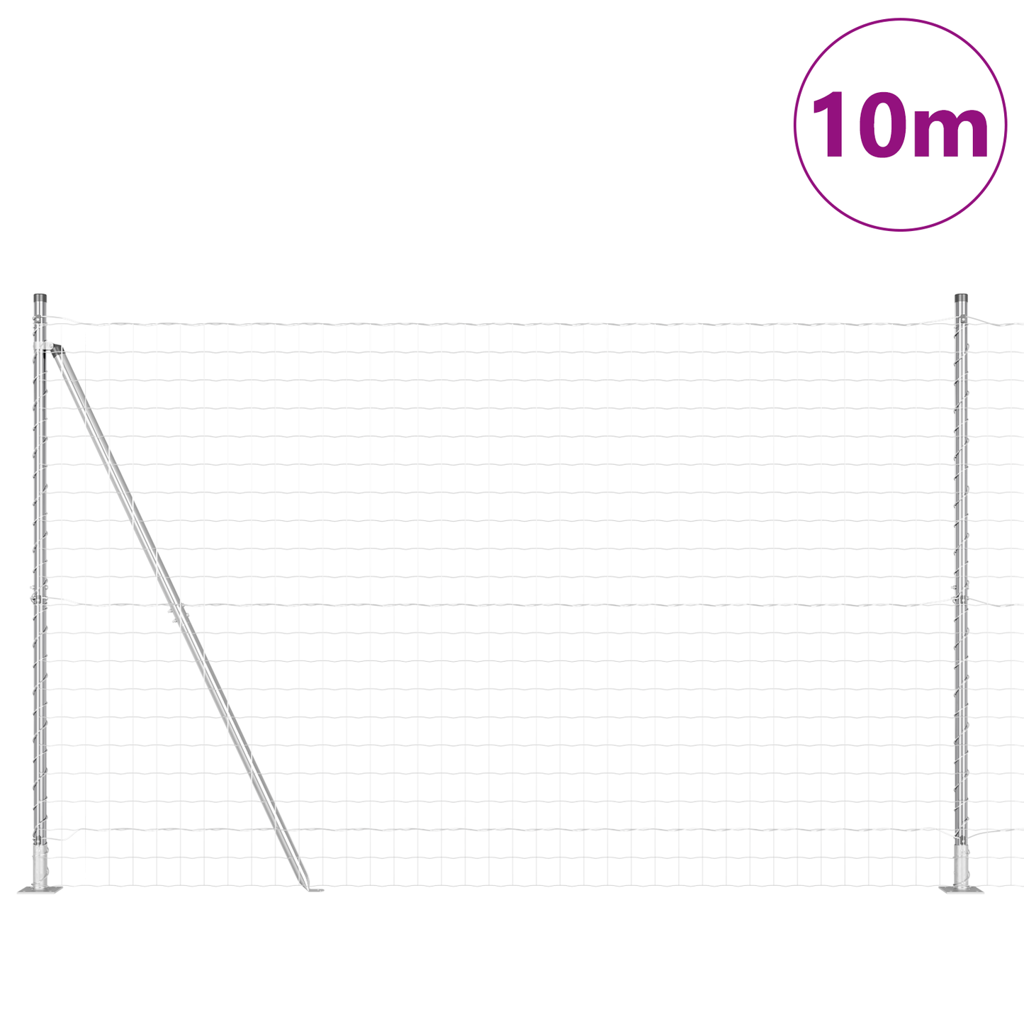 Gjerde med stolpe sølv 1,4 x 10 m Stål