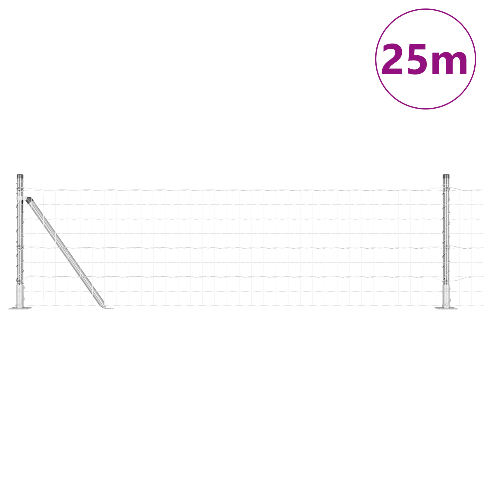 Gjerde med innlegg. sølv 0.6 x 25 m Stål