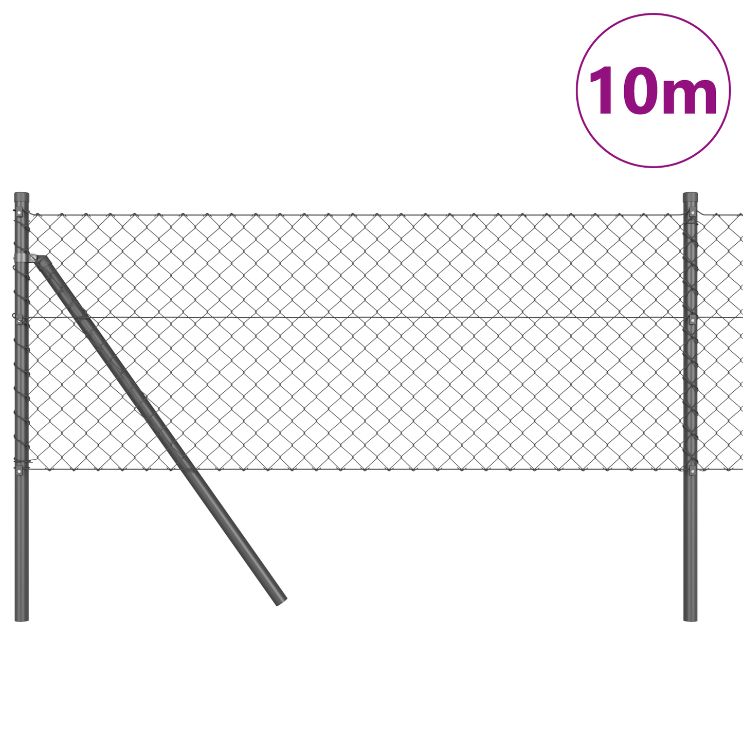 Kjedegrindstøtte 10 x 0,6 m PVC-belagt stål Grå Mesh