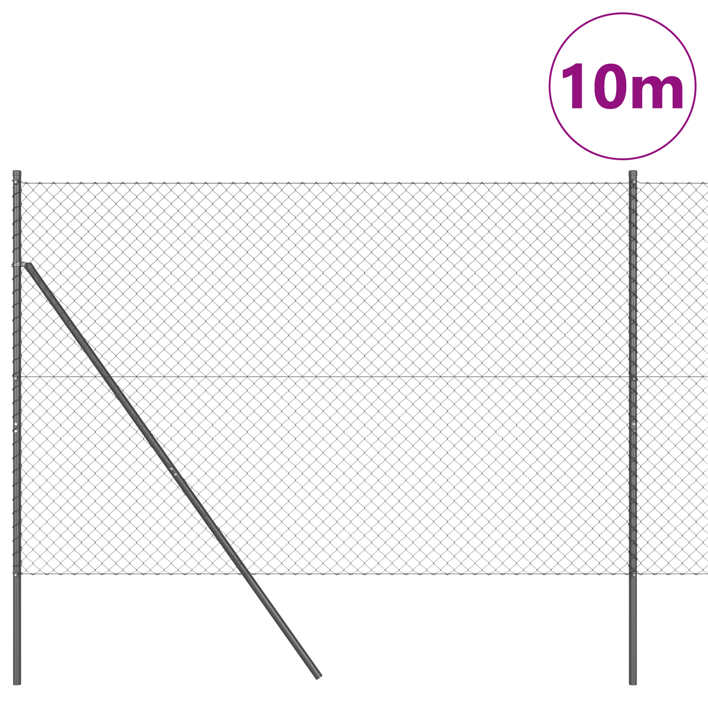 Kjedegrindstøtte 10 x 1,5 m PVC-belagt stål Grå Mesh