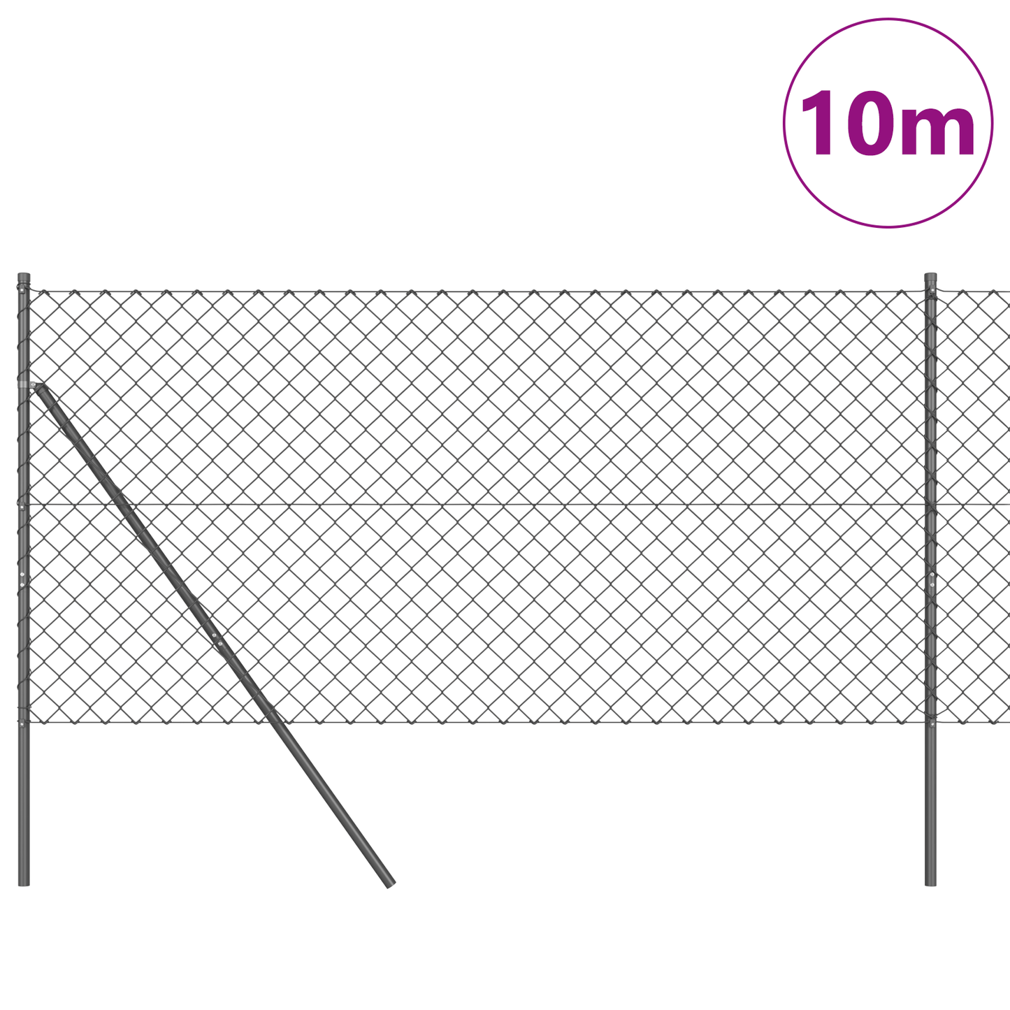 Kjedegrindstøtte 10 x 1,4 m PVC-belagt stål Grå Mesh