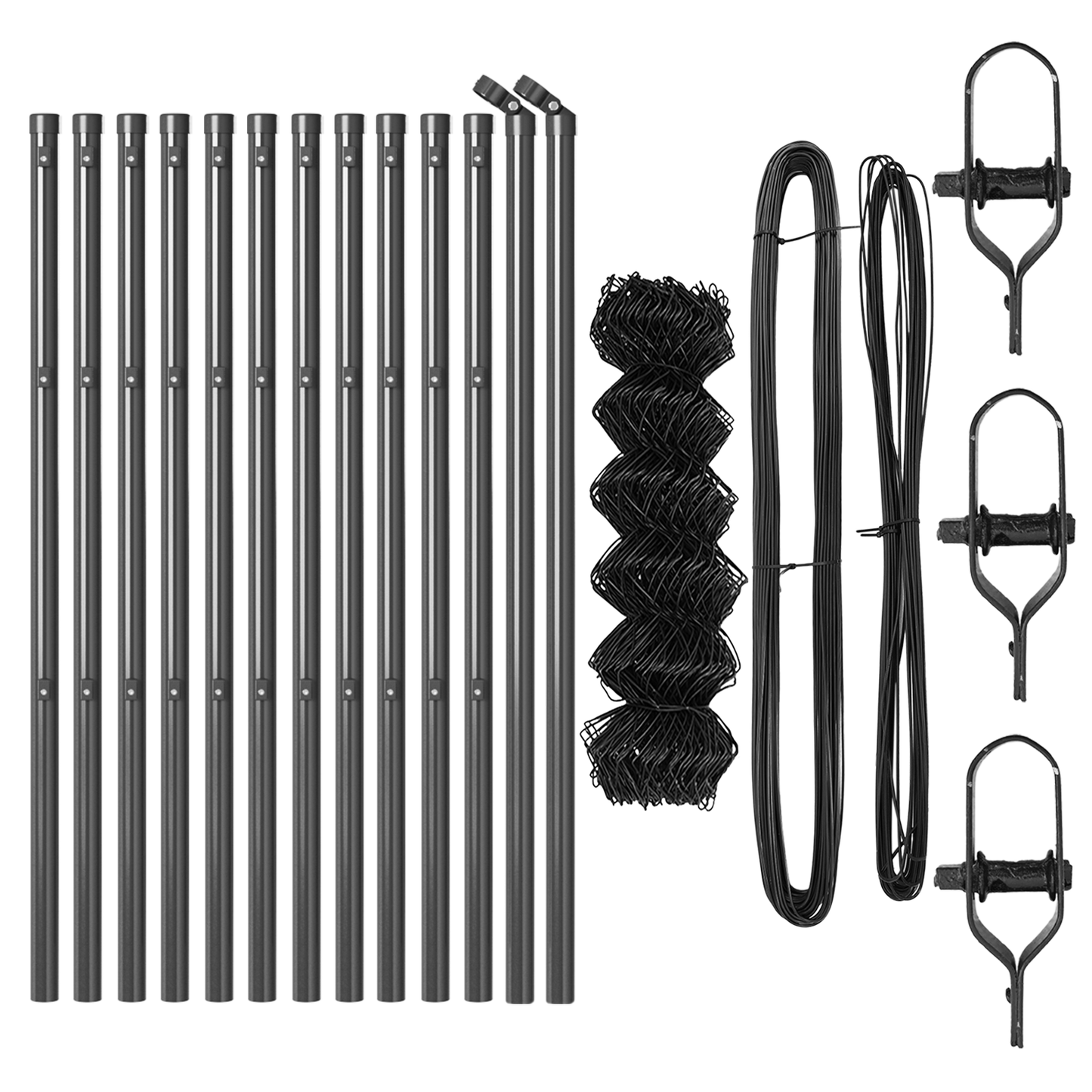 Kjedegrindstøtte 25 x 0,4 m PVC-belagt stål Grå Mesh